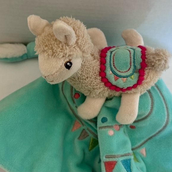 Mary Meyer Llama Alpaca Knotted Fleece Plush Lovey Security Blanket Teal - Picture 5 of 10